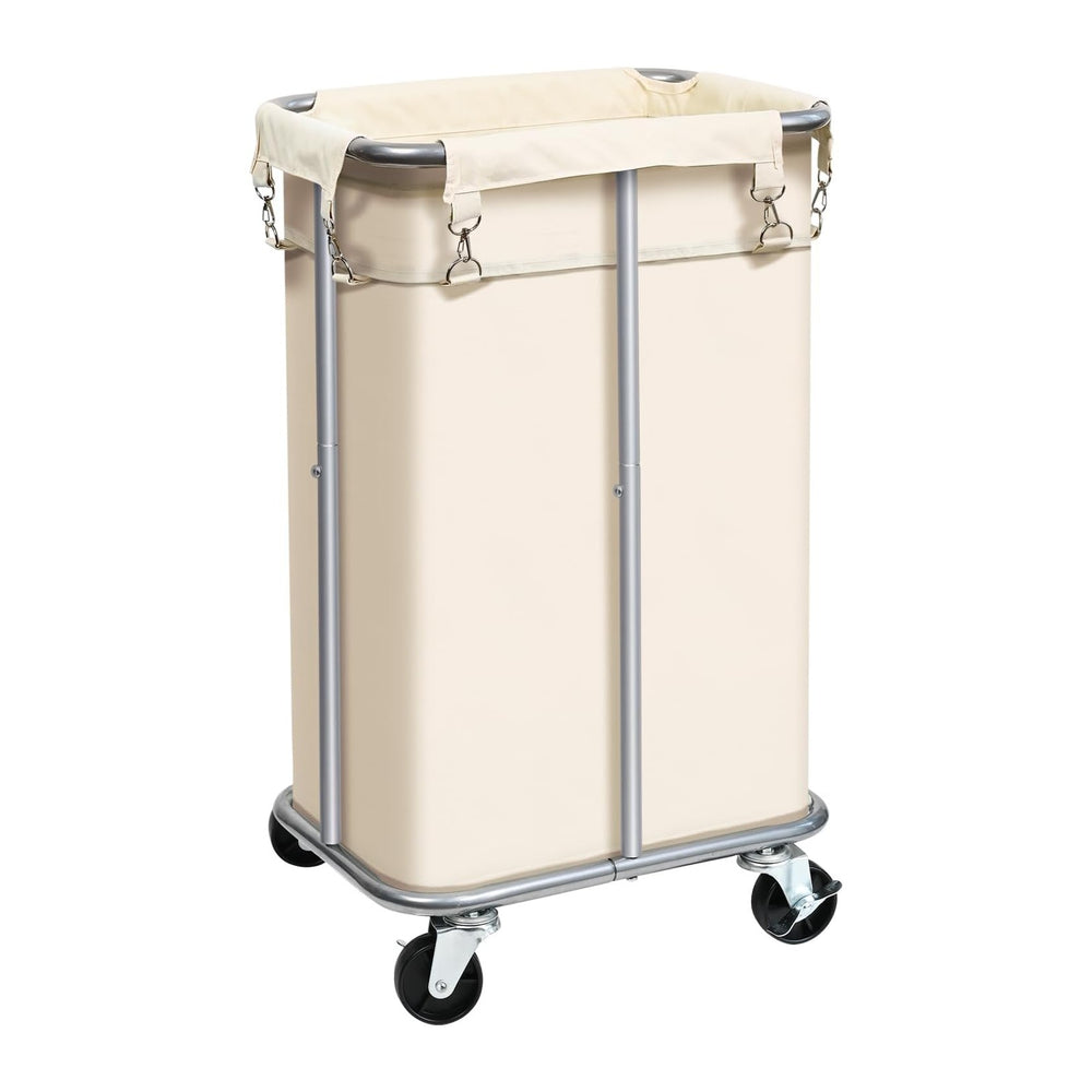 100L Rolling Laundry Hamper Basket with Wheels for Bedroom, Beige