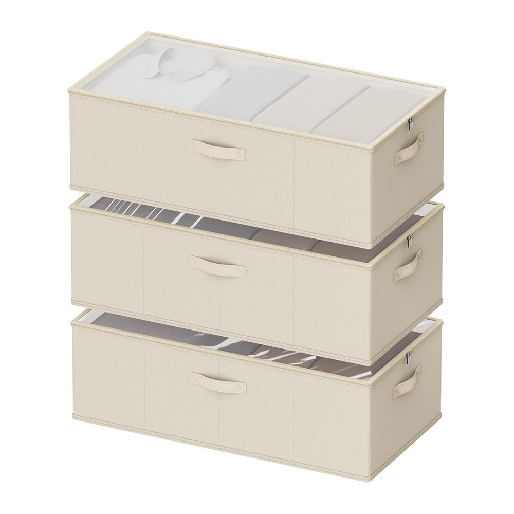 10inch 3 Pack Under Bed Storage Containers, 10 Inch Tall Underbed Clothes Sto...