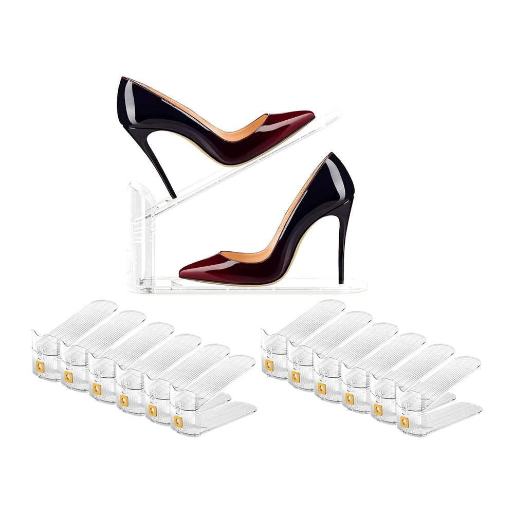 12 Pack Shoe Slot Organizers Clear Shoe Stacker Organizer for Closet Shoe Hol...