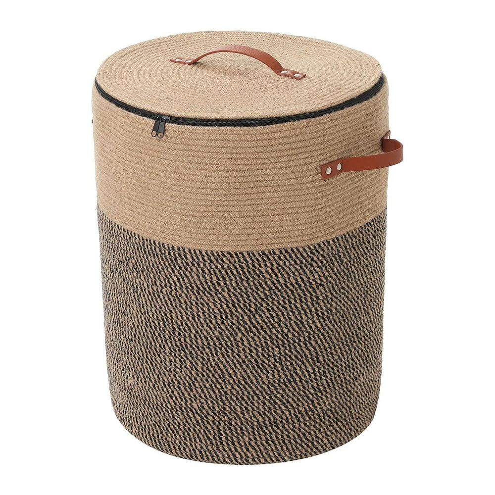 16"x20" Extra Large Cotton Rope Basket with Zipper Lid, Woven Laund...
