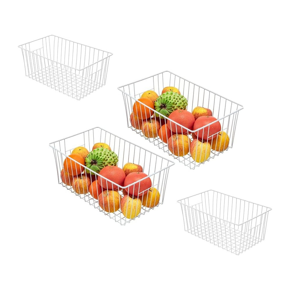 16inch Freezer Wire Storage Organizer Baskets, Household Refrigerator Bins wi...