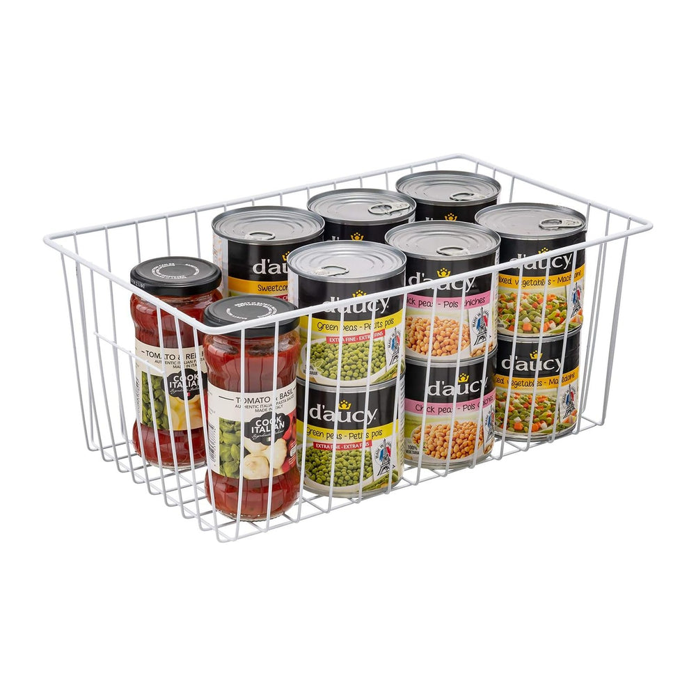 16Lx12W inch Wider Freezer Storage Organizer Baskets Container, Deep Metal Wi...