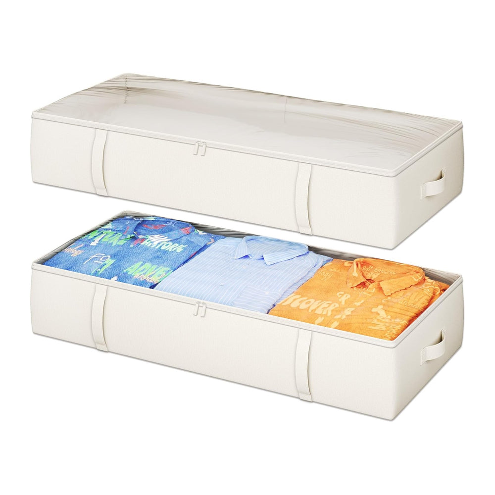 2-Pack Under Bed Storage Containers, 8 Inches Tall Underbed Clothes Storage