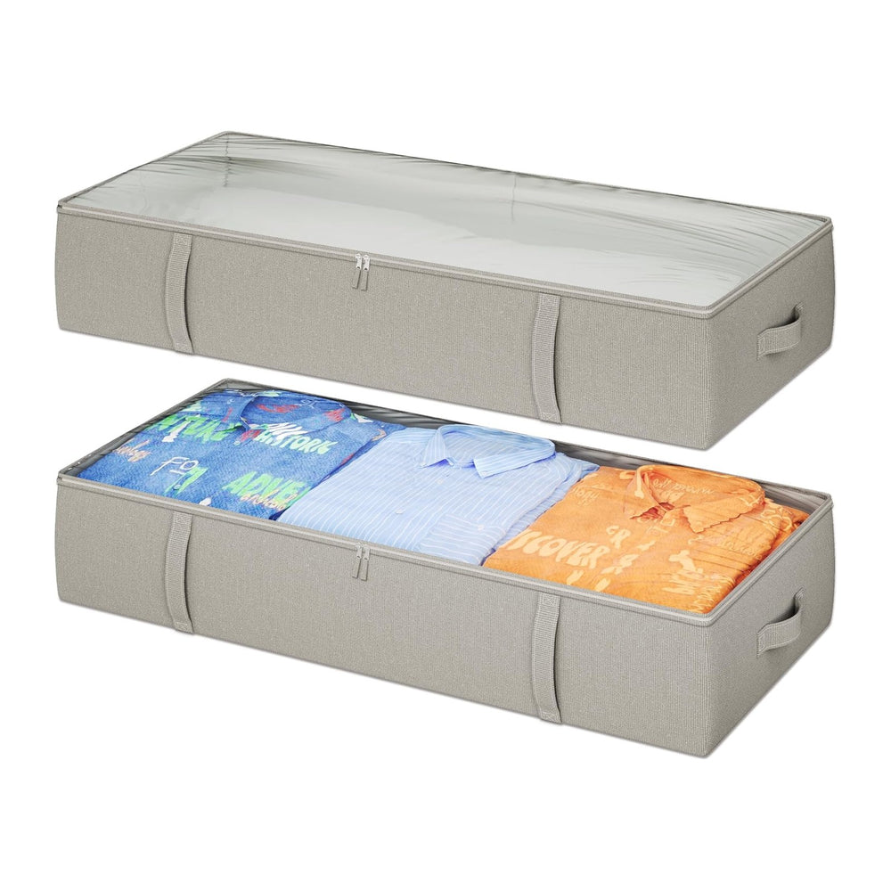 2-Pack Under Bed Storage Containers, 8 Inches Tall Underbed Clothes Storage