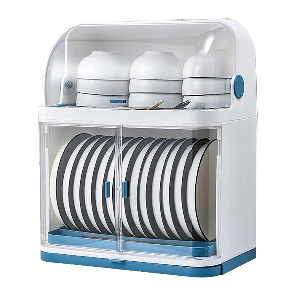 2 Tier Dish Racks with Lid Cover for Kitchen Counter Plastic Kitchen Cabinet ...