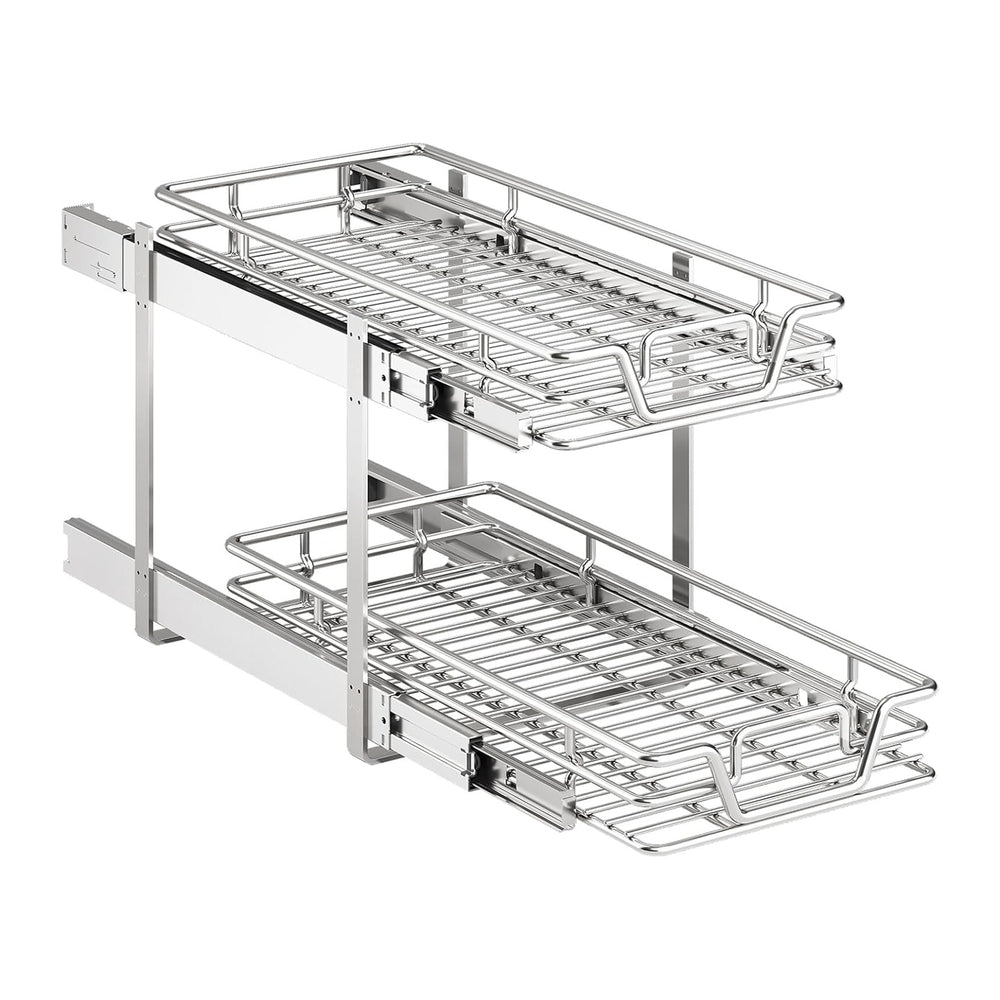 2-Tier Kitchen Cabinet Pull Out Shelf and Drawer Organizer Slide Out Pantry S...
