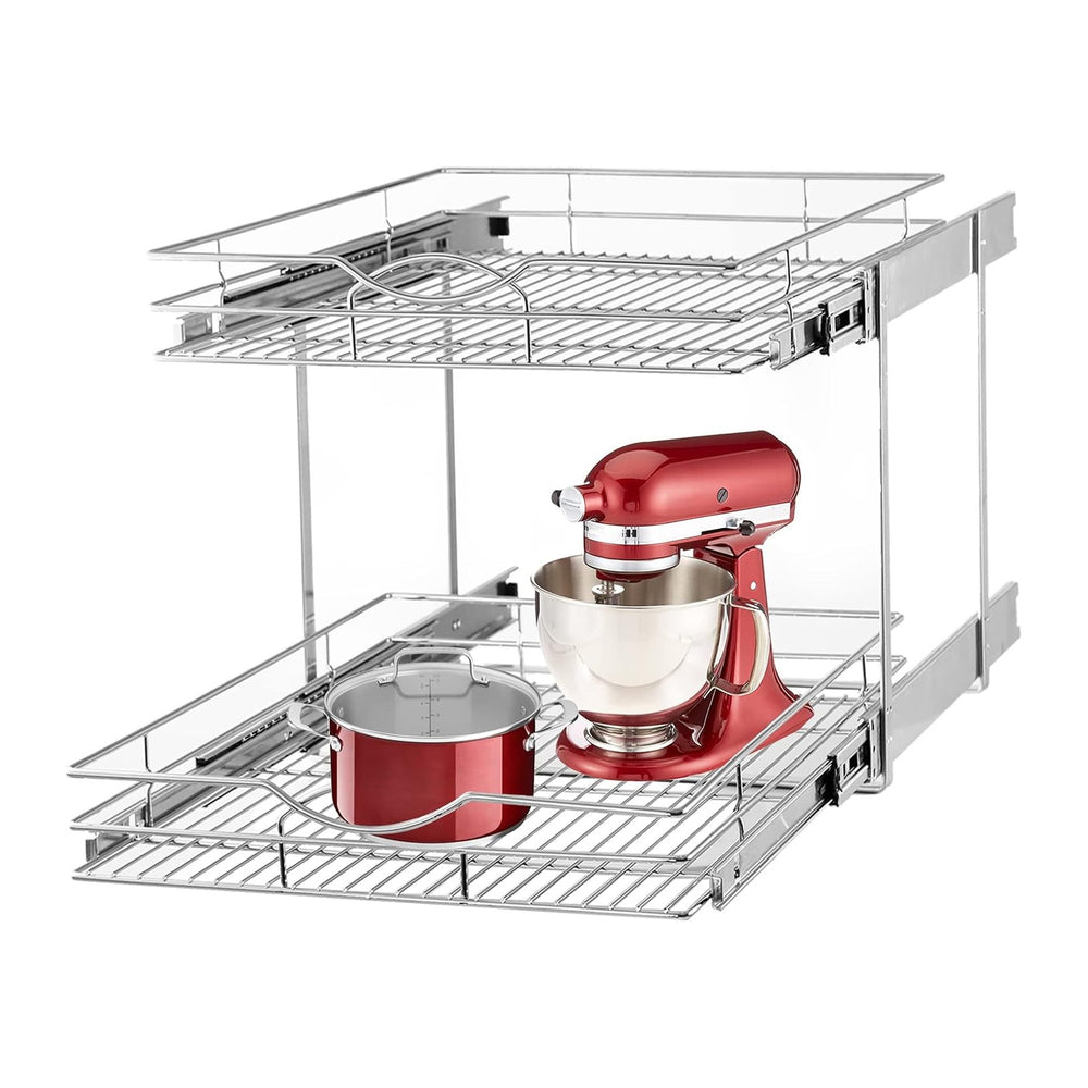 2-Tier Pull Out Cabinet Organizer(14"W X 21"D), Individual Slide Ou...