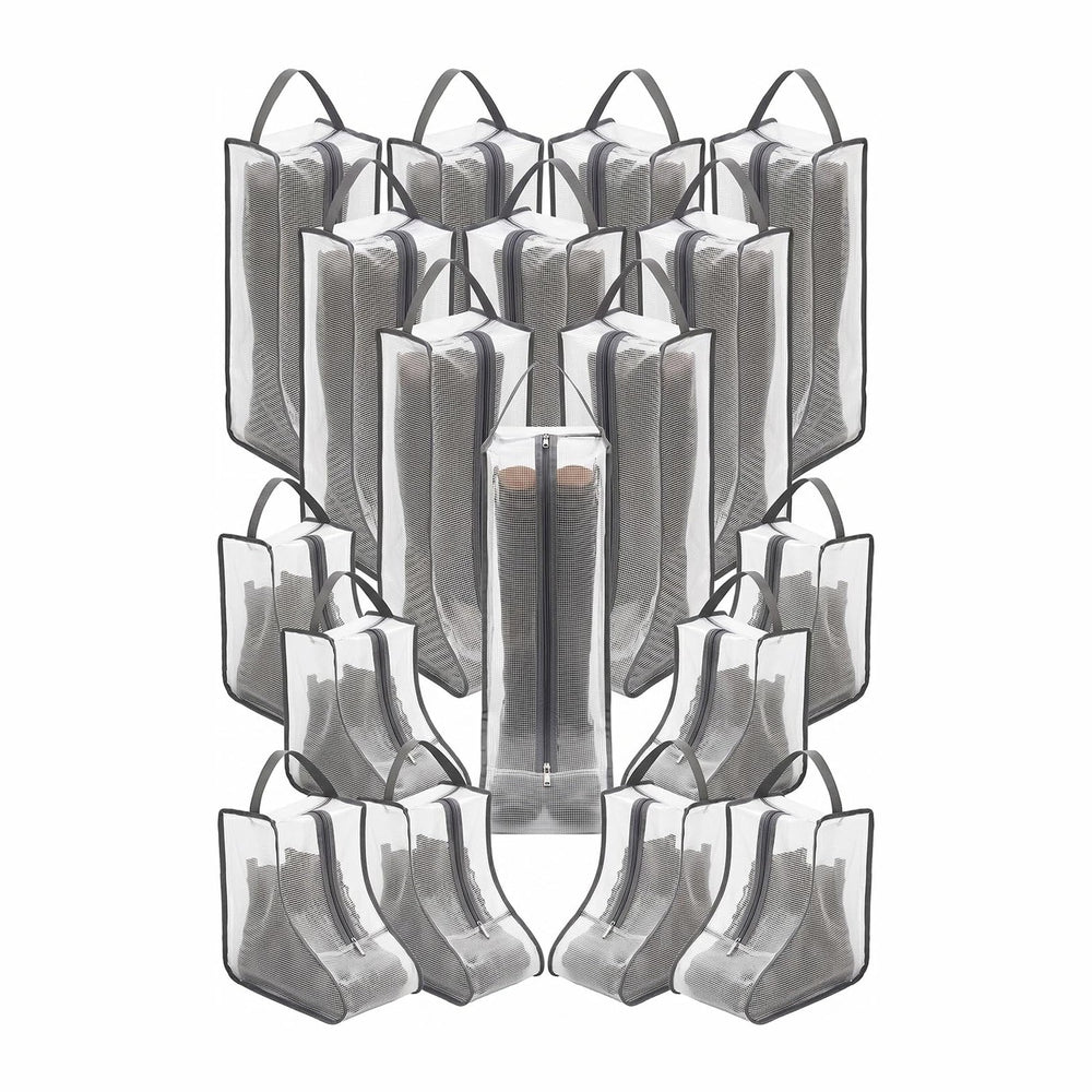 20 Pack Boot Storage Bags, Waterproof PVC Clear Shoe Bags with Zipper and Han...