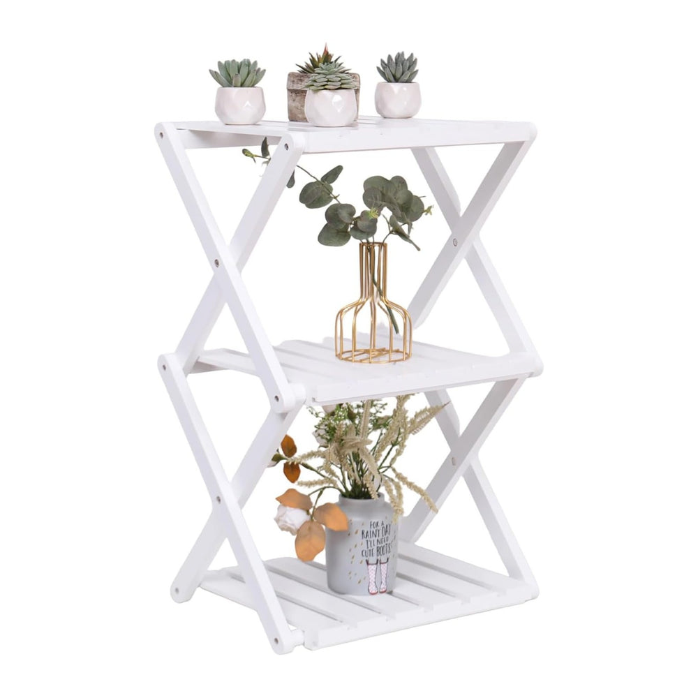 3 Tier Portable Folding Shoe Storage Rack Natural Bamboo Vertical Shoe Rack f...