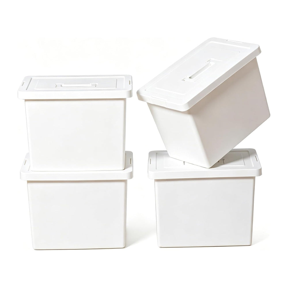 4-Pack 27 Quart Stackable Storage Bins with Lids ，With handle