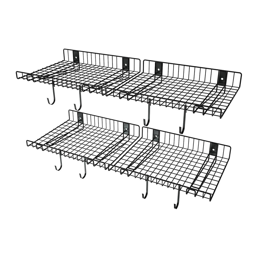 4 Pack Garage Wall Shelf, Wall Mounted Storage Shelves, Heavy Duty Metal Shelves