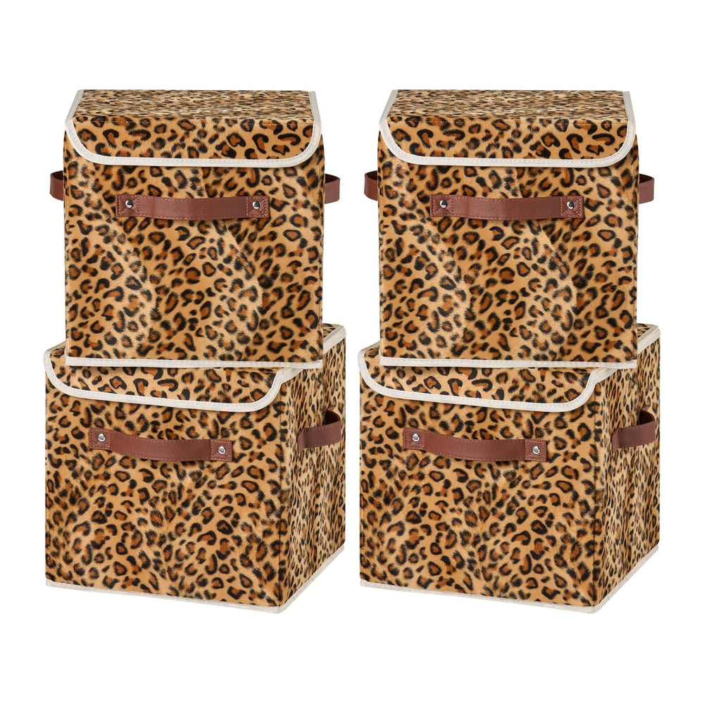 4PCS Storage Cubes with Lids 11 Inch Decorative Cute Bins Boxes