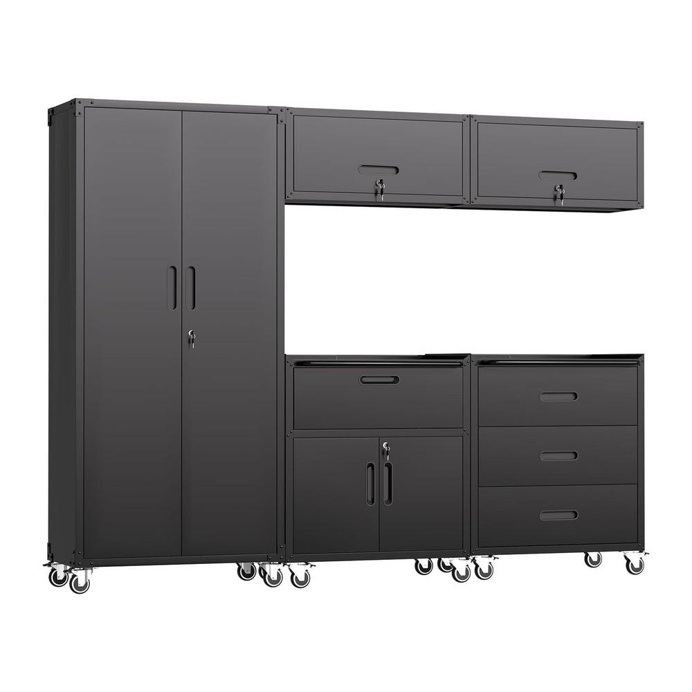 5 PCS Garage Storage Cabinets System Heavy Duty Workshop Set with Drawers Loc...