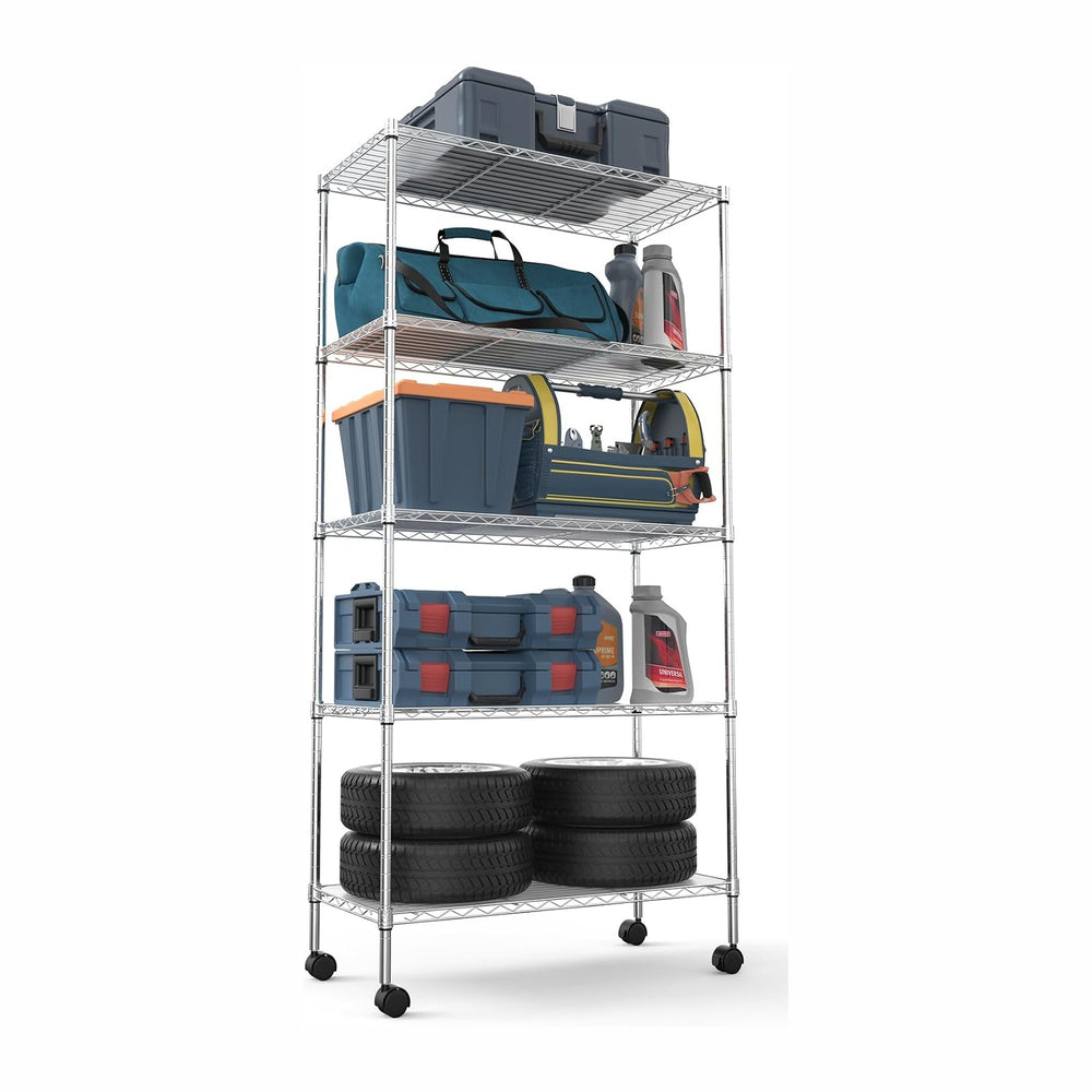 5 Tier NSF Wire Shelf Shelving Unit, 14 x 30 x 60 Inch 750lbs Capacity Adjust...