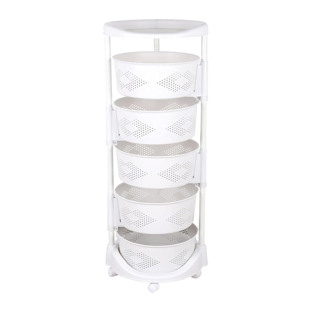 5 Tier Round Rotating Multi-Layer Kitchen Storage Shelf, 180° Rotating Fruit ...