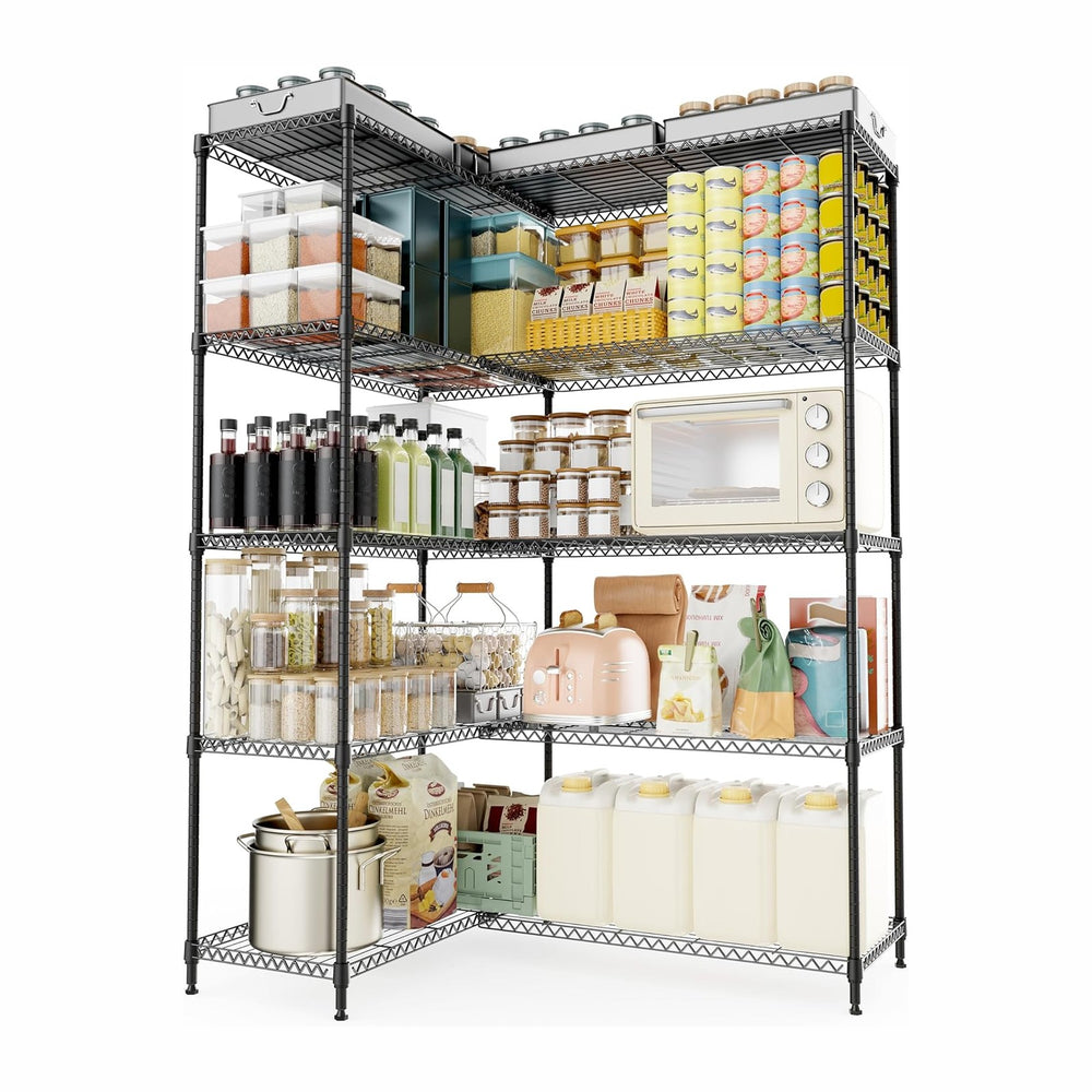 5 Tiers Storage Shelves Load 1500LBS, Metal Shelving Wire Metal Shelving Unit