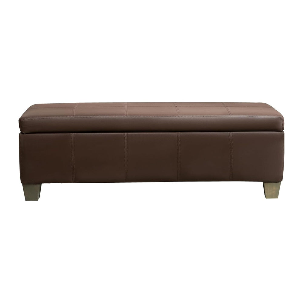 51 Inch Brown Faux Leather Ottoman