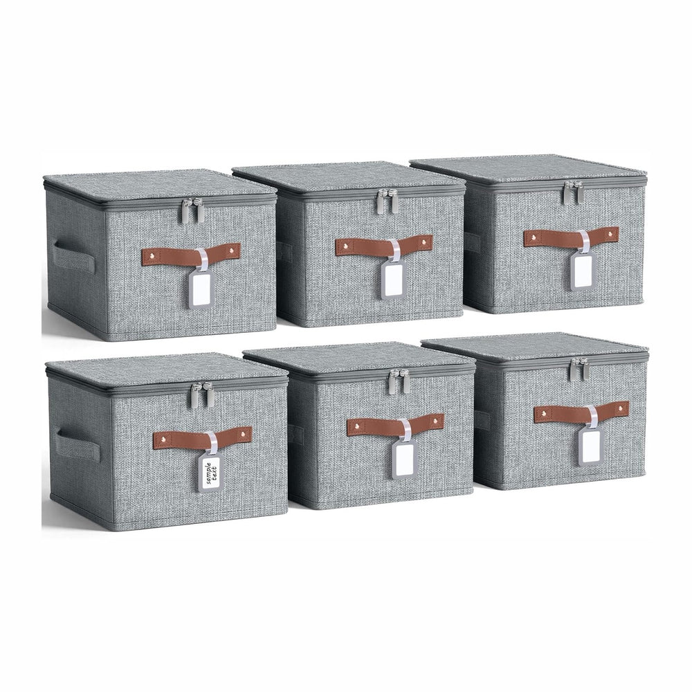6 Pack Fabric Closet Storage Bins with Lids, 10×8×7 in, Gray