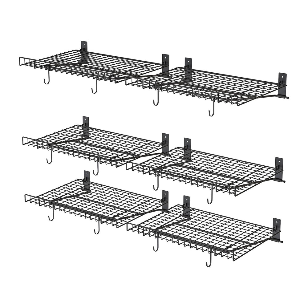 6 Pack Foldable Wall Shelf, Wall Mounted Garage Storage Shelves, Heavy Duty