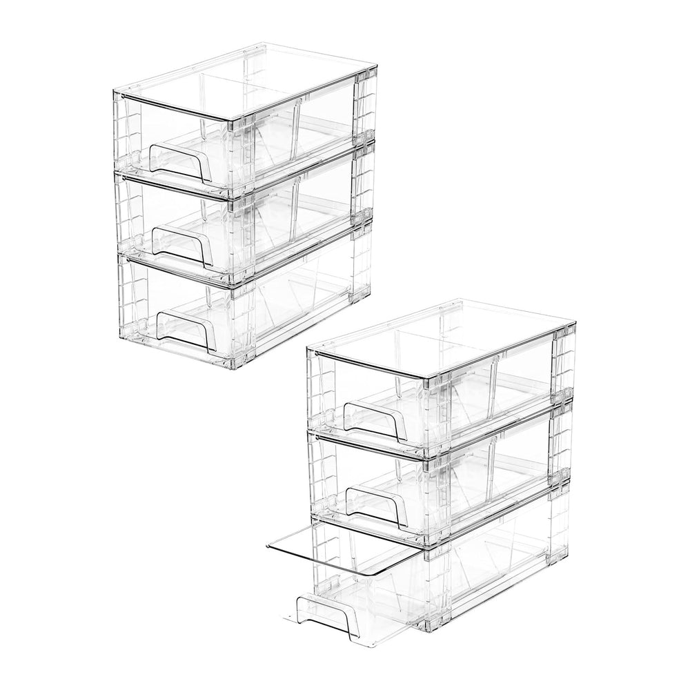 6 Pack Stackable Storage Drawers,Plastic Organizers Bins, Drawers Storage wit...