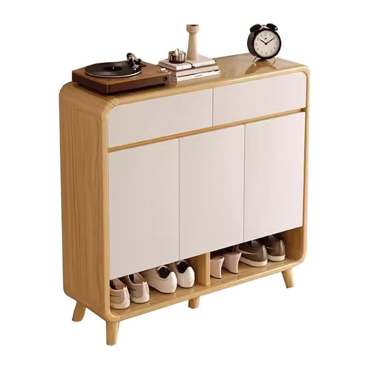 6 Tier Wooden Shoe Cabinet,Storage Cabinet with Drawers Narrow Shoe Cabinet S...