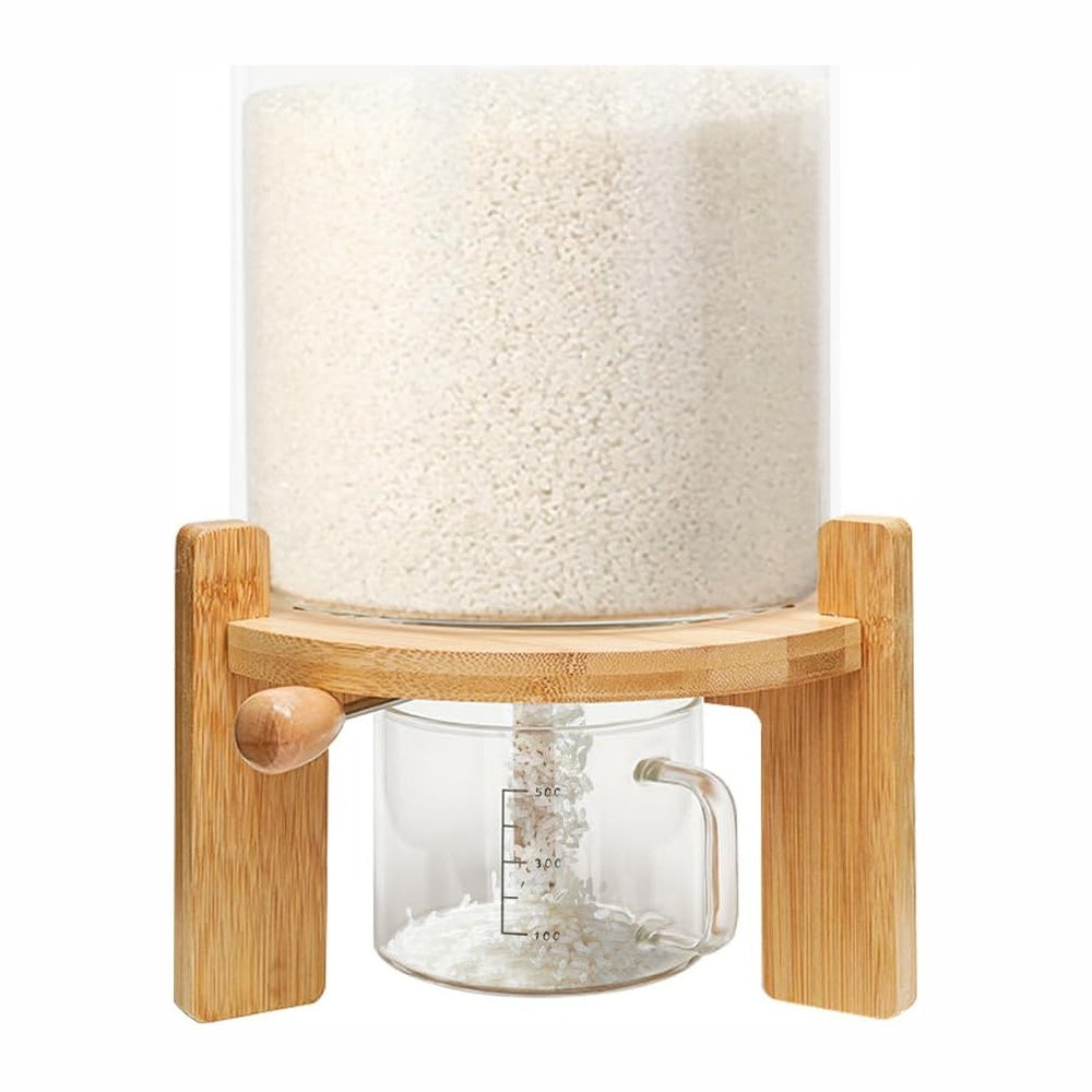 7.5L/5L Grain Storage Tank Dispenser with Base+Valve+Cup Glass Rice Cereal Be...