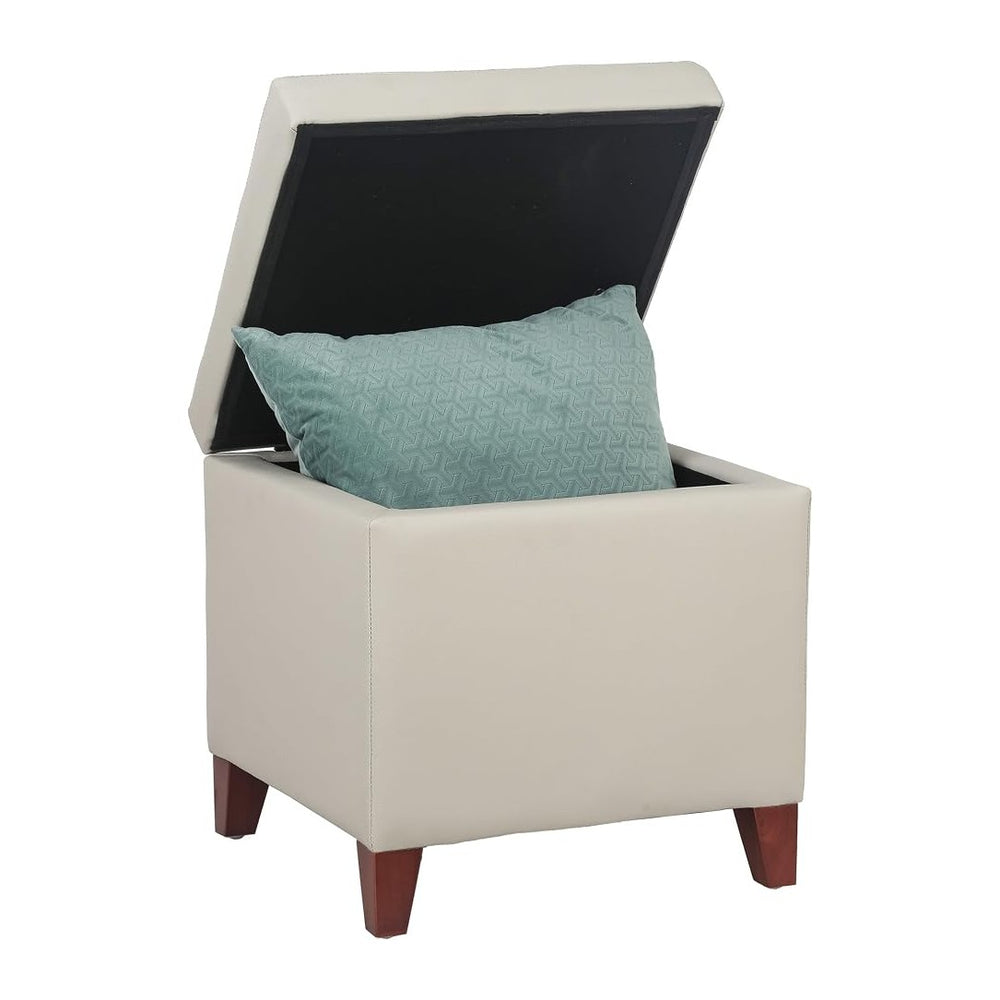 Adeco 18" PU Storage Ottoman, Upholstered Square Faux Leather Foot Rest
