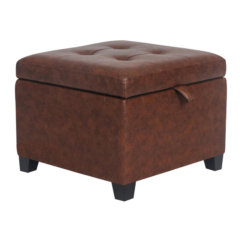 Adeco Faux Leather Storage Ottoman Bench