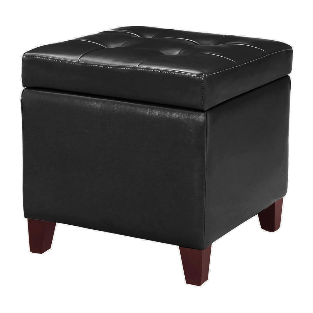 Adeco Storage Ottoman Foot Rest Stool, Leather Ottoman Footstool