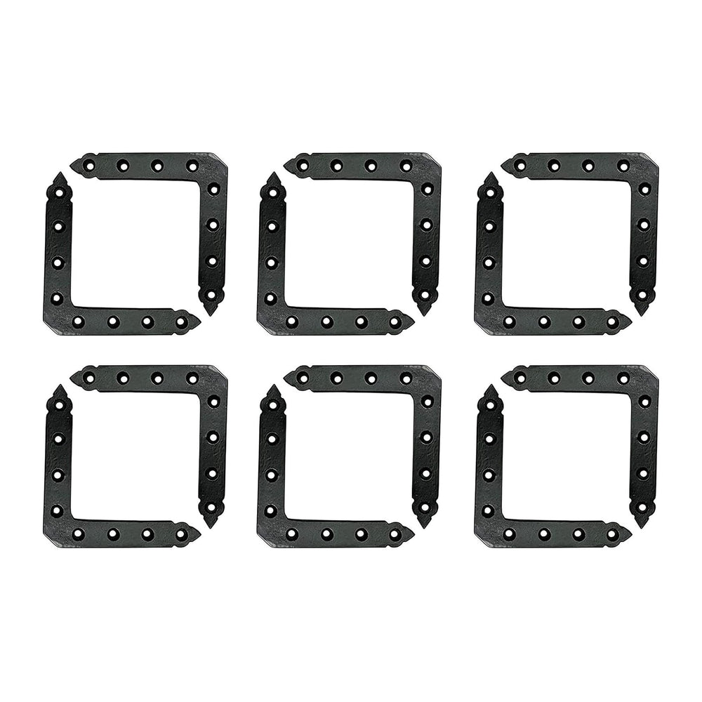 Adonai Hardware Ahi Dummy Corner Strap (4 Inch x 12 Pack, Black Powder Coated)