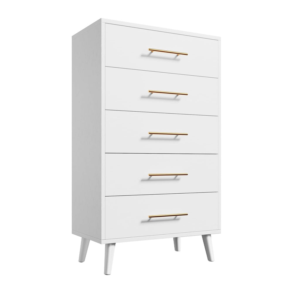Aiho 5 Drawer Dresser, Tall Dresser, White