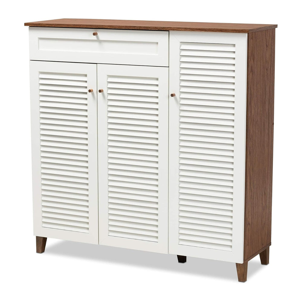 Baxton Studio Shoe Cabinets, White/Walnut