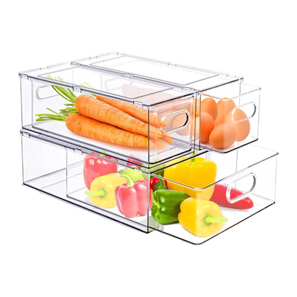 bealy 3 Pack Fridge Organizer and Storage, Fridge Drawers Clear Stackable