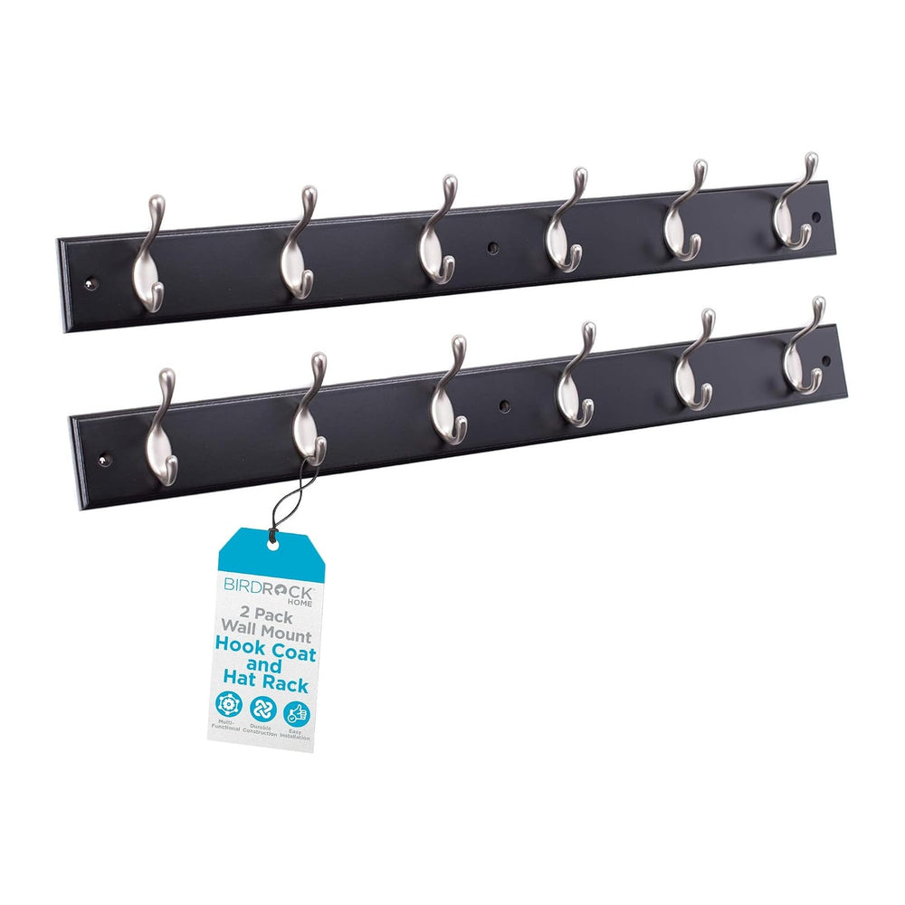 BIRDROCK HOME Oval Hook Coat and Hat Rack | 6 Hooks | 2 Pack | Wall Mount | B...