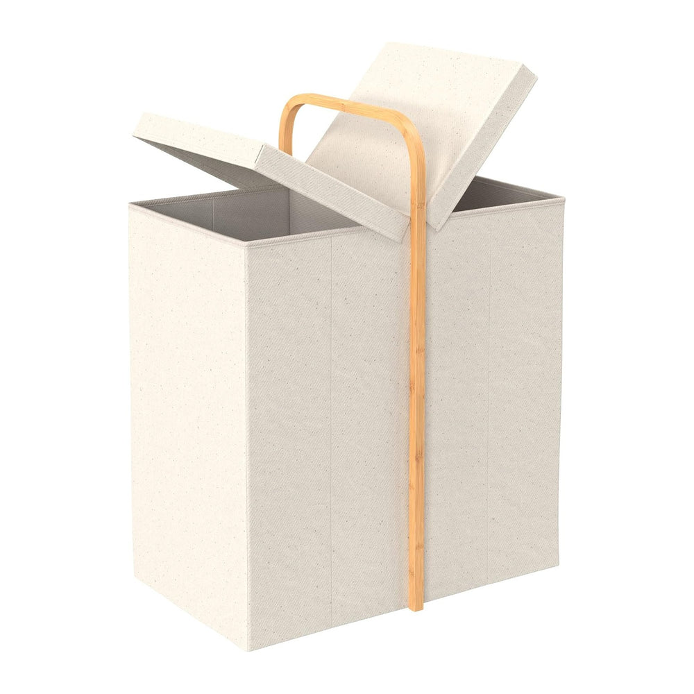 ClosetMaid Laundry Hamper Basket, Foldable with Lid, Two Compartments, Bamboo...