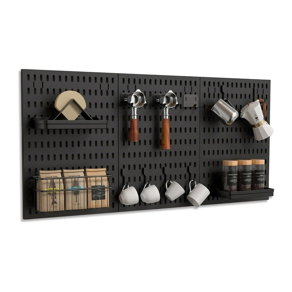Coffee Pegboard Wall Storage Set – Wall-Mounted Coffee Mug Holder with Hooks,...