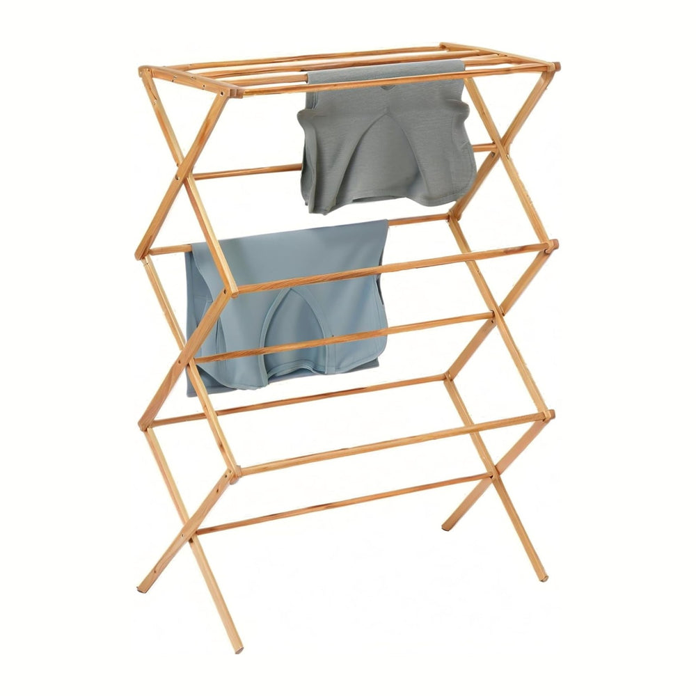 Collapsible Bamboo Drying Rack – Foldable Laundry Drying Stand for Indoor/Out...