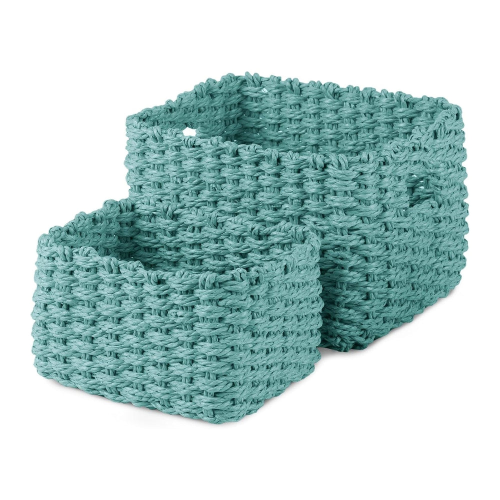 Compactor Lisou Woven Storage Baskets, Set of 1 Large and 1 Small, Aqua