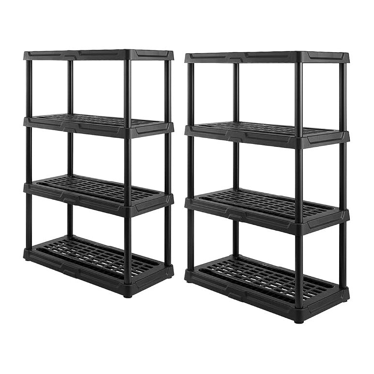 CX 4-Tier Plastic Storage Shelving Unit 2 Pack, Heavy Duty, 150lbs Per Shelf