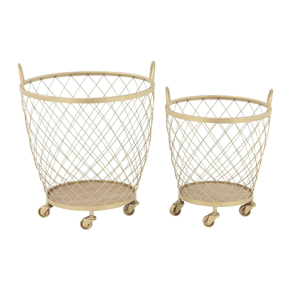 Deco 79 Metal Storage Cart, Set of 2 Cart 15", 21"H, Gold