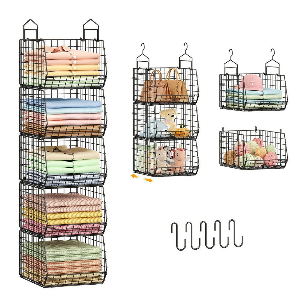 Deeper 4'' Design 5 Tier Foldable Hanging Closet Organizer and Storag...