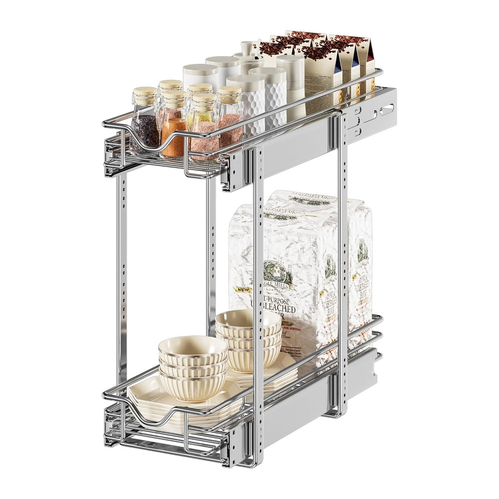 DINDON Pull Out Cabinet Organizer, Cabinet Pull Out Shelves, 2 Tier Pull Out