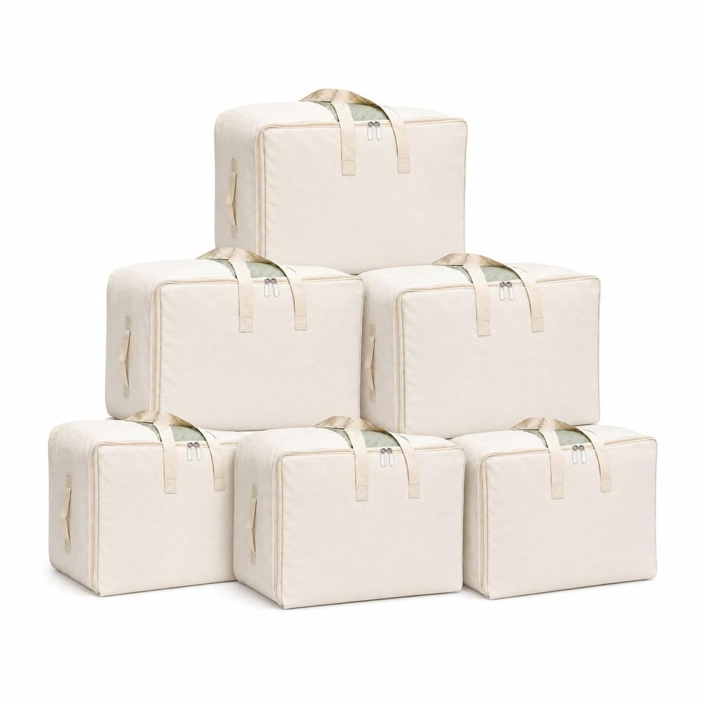 DoYiKe Soft Large Canvas Comforter Storage Bags with Four Carrying Handles an...
