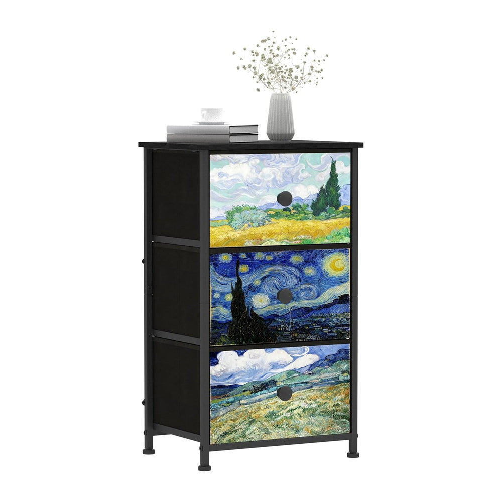 Dresser with 3 Drawers Van Gogh Drawer Dresser for Bedroom Narrow Nightstand ...