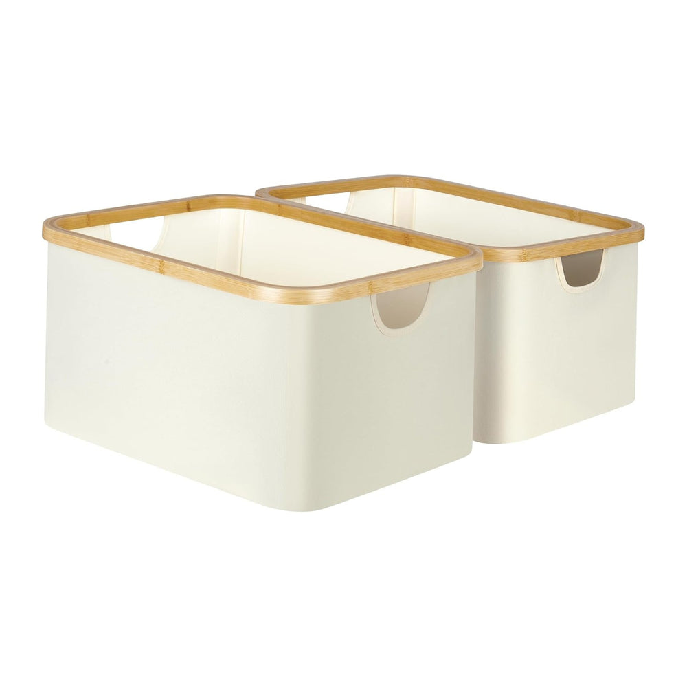 efluky Storage Baskets for Organizing, Fabric Storage Bins with Bamboo Handle...