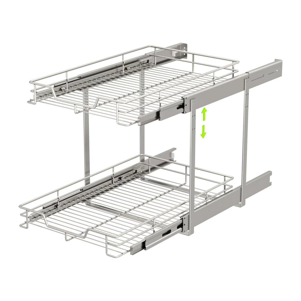 EZKAZA Pull Out Cabinet Organizer 20.5" W x 21" D, 2-Tier Kitchen C...