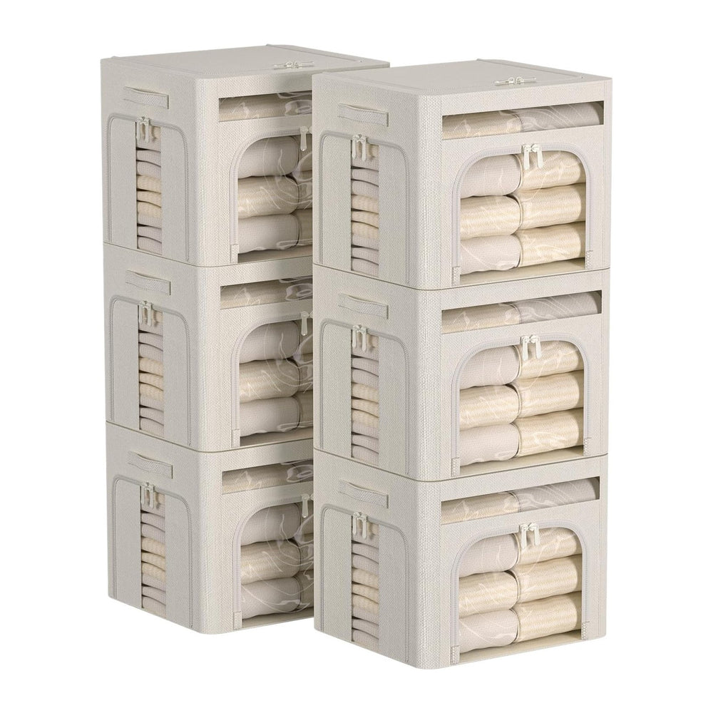 FHSQX 6 Pack Foldable Storage Bins for Clothes Clothes Storage Bins with Meta...