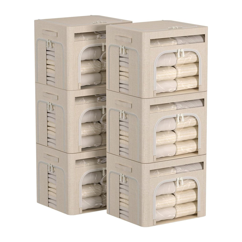 FHSQX 6 Pack Foldable Storage Bins for Clothes Clothes Storage Bins with Meta...