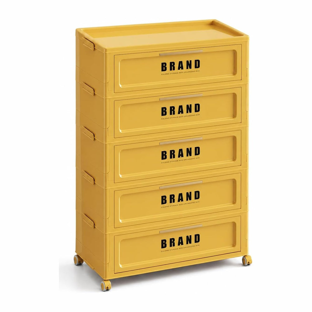 Foldable Storage Cabinet with Doors & Locking Wheels, 5-Tier Large-Capaci...