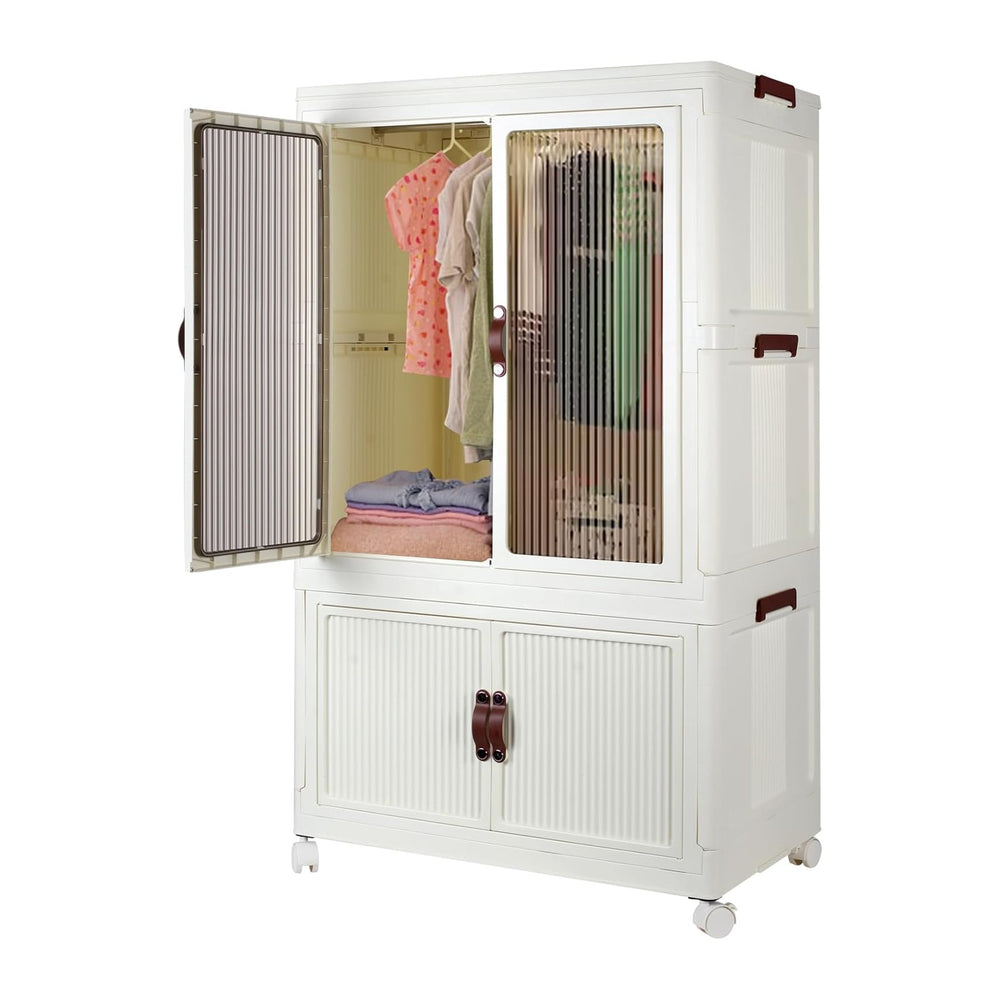 FozsKeylf Stackable Closet Storage Bins, Collapsible Clothes Organizers, Port...
